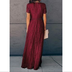 Wine Red Lace Dress
